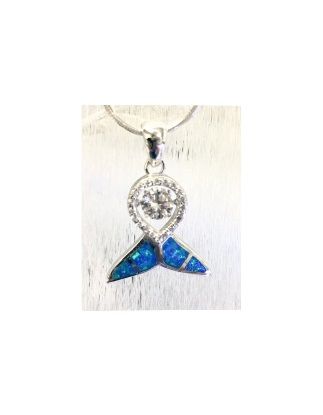 925 silver lab opal dancing diamond Whale tail pendants, 33464-k5