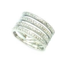 925 STERLING SILVER MICRO SETTING CZ CHANNELS WIDE RING , 11CZ34-WH