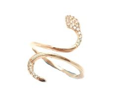 925 STERLING SILVER MICRO SETTING CZ SNAKE RING , 11CZ40-ROSE-WH