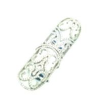 925 SILVER LONG FINGER CZ RING,KNUCKLE RING, 11CZ52-WH