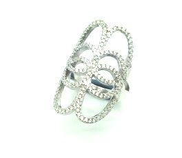 925 SILVER LONG FINGER CZ RING,KNUCKLE RING, 11CZ50-WH