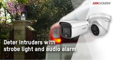 CCTV systems linked to strobe lighting and audio alarm