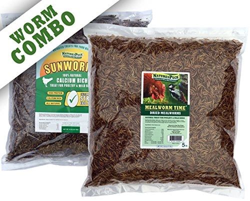 PROMO-Worm Combo - (5 lbs Mealworms + 5 lbs Sunworms)with Free suet pellet