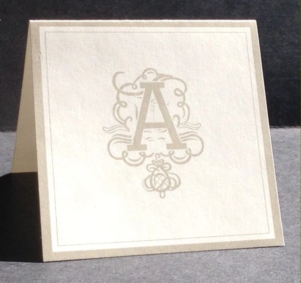 Fold Over Enclosure Scroll Initial Card - Box of 10