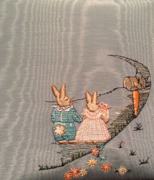 Baby Memory Book w/ Embroidered Rabbits