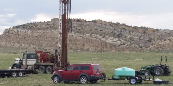 Wyoming water well in progress drilling outside Casper Wyoming.