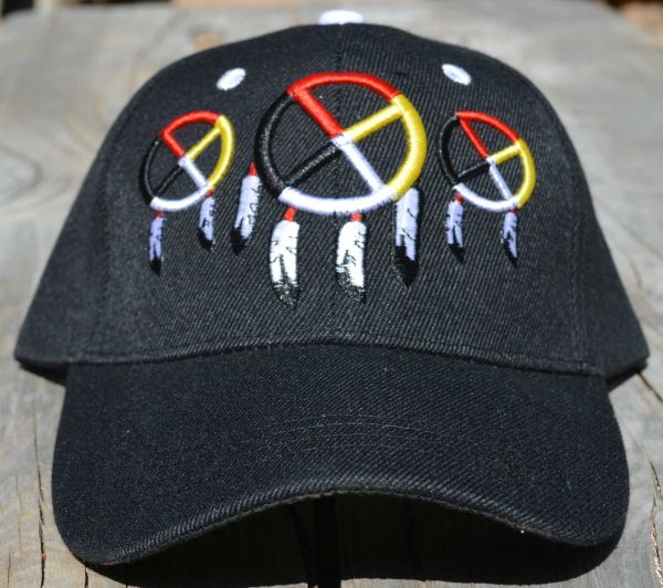 Ball Cap with Native American Inspired Design featuring Three Medicine Wheels