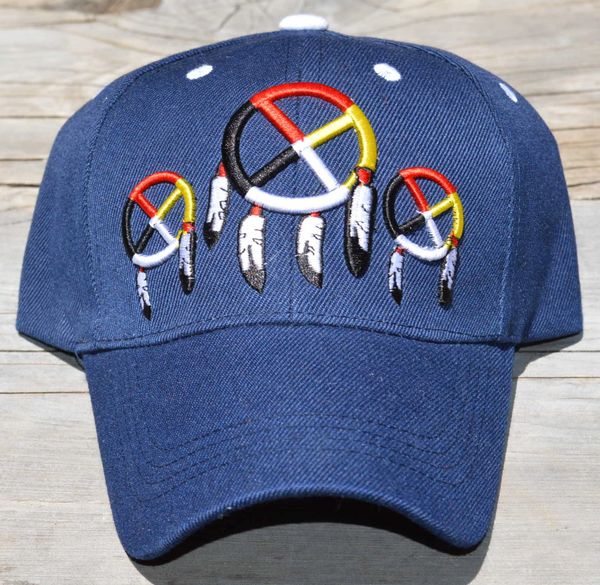 Ball Cap with Native American Inspired Design featuring Three Medicine Wheels