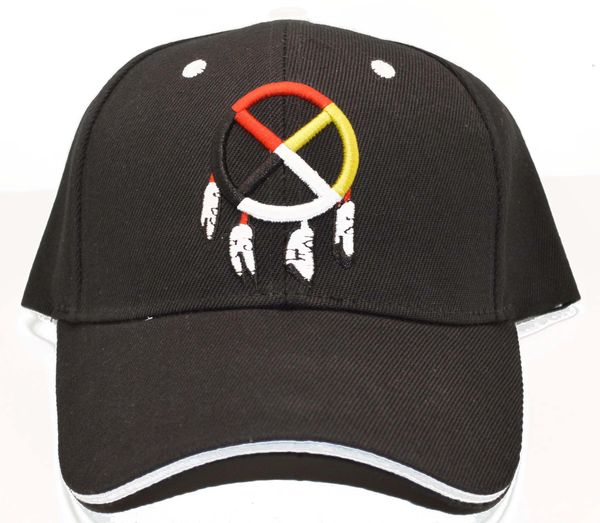 Ball Cap with Native American Inspired Design featuring Medicine Wheel