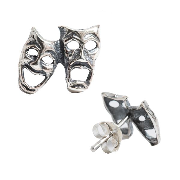 W&Co ® 925 Sterling Silver Theater Masks Stud Earrings 10 mm