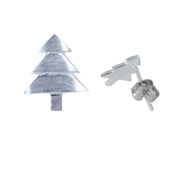 W&Co ® 925 Sterling Silver Christmas Tree Stud Earrings 11 mm