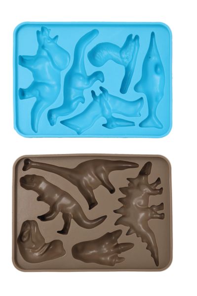 Lot 2 Wilton SILICONE DINOSAUR ICE CUBE TRAYS Candy Molds Chocolate Wax