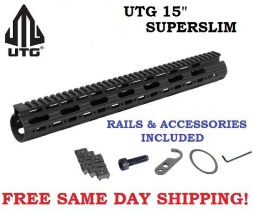UTG PRO 15' Inch Rifle Length Super Slim Free Float Quad Handguar ...