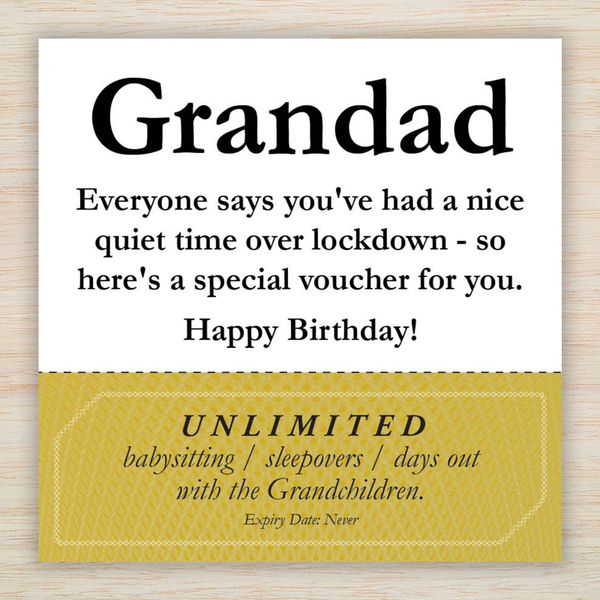 Download Lockdown Funny Grandad Birthday Card Babysitting Voucher