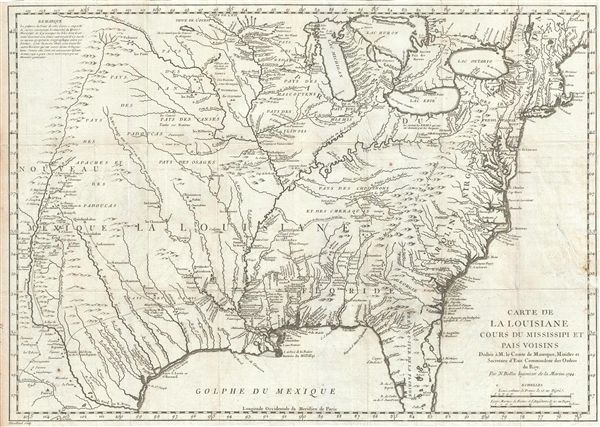 Carte de la Louisiane cours de Mississippi et Pais Voisins