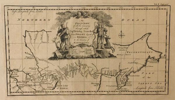 An Exact Chart of all the Countries through which Capt. Behring Travelled from Tobolski Capital of Siberia to the Country of Kamtschtka.