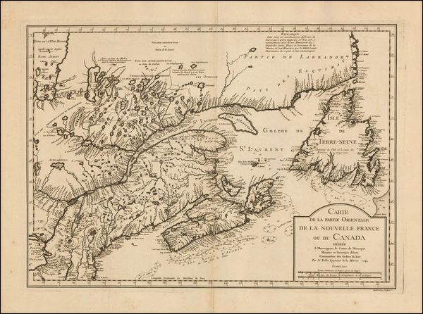 Carte De La Partie Orientale De La Nouvelle France Ou Du Canada Vetus Carta Rare Maps