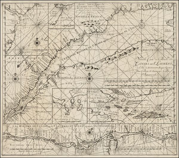 Nouvelle Carte de la Riviere de Canada ou St. Laurens de l'Ile de Anticoste jusqua Quebec. Dans la Partie d'Amerique la Plus Septentrionale