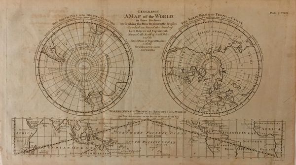 A Map of the World in Three Sections Describing the Polar Regions to the Tropics...