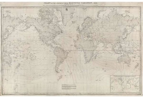 Chart of the Curves of Equal Magnetic Variation, 1858...