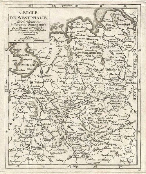 De Vaugondy Map, Cercle de Westphalie, divise suivant ses differentes Principautes...