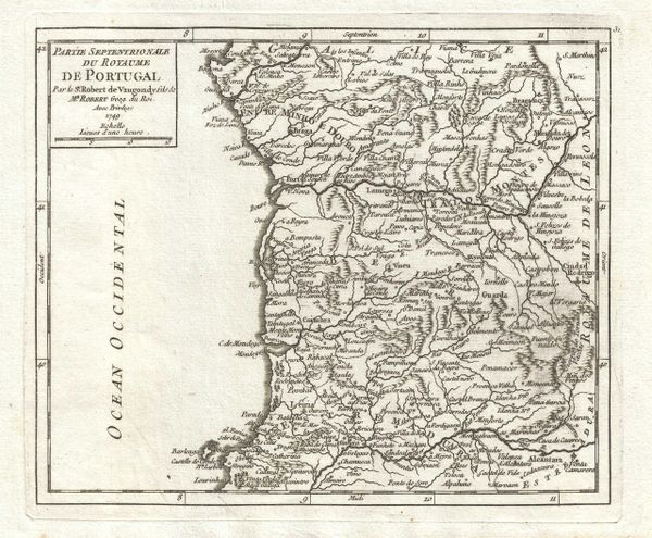 De Vaugondy Map, Partie Septentrionale du Royaume de Portugal...