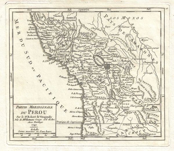 De Vaugondy Map, Partie Meridionale du Perou...