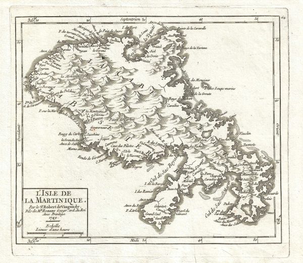 De Vaugondy Map, L'Isle de la Martinique...