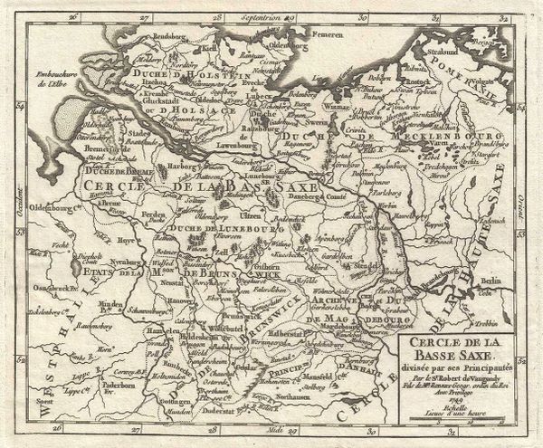 De Vaugondy Map, Cercle de la Basse Saxe divisée par ses Principautés...