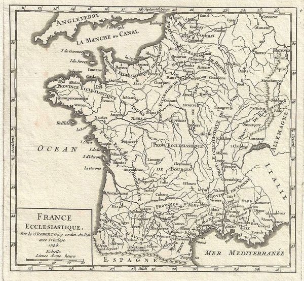 De Vaugondy Map, France Ecclasiastique...
