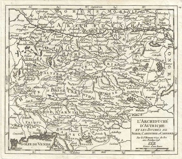 De Vaugondy Map, L'Archiduché d'Autriche et les Duchés de Stirie, Carinthie et Carniole...