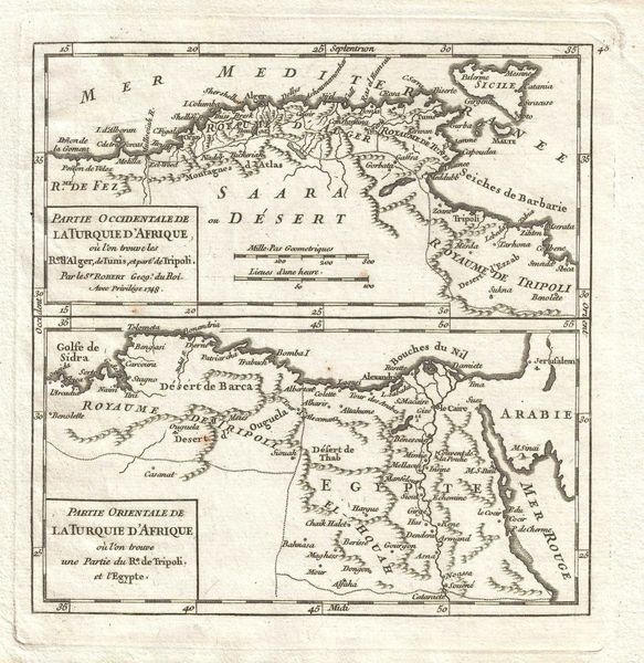 Robert de Vaugondy map, Partie Occidentale de la Turquie d'Afrique...