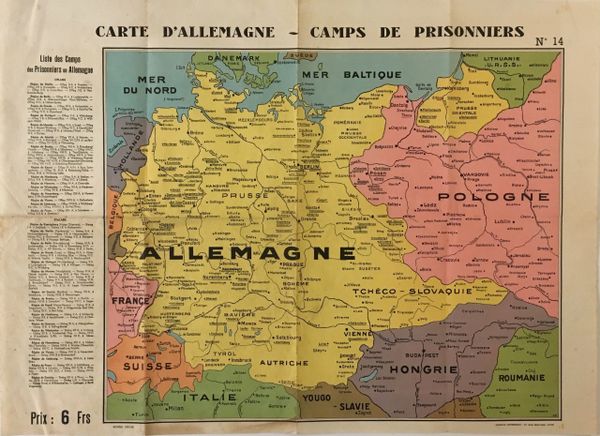 Carte d'Allemagne, Camps de Prisonniers.
