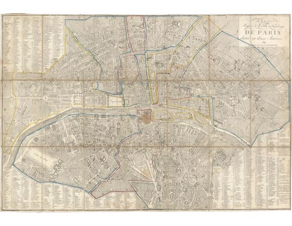Plan Routier de la Ville et Faubourg de Paris divisé en douze Mairiea.