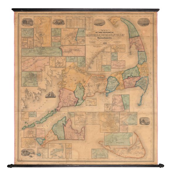 Map of the Counties of Barnstable Dukes and Nantucket Massachusetts.