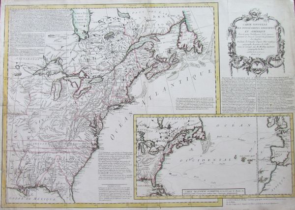 Carte Nouvelle des Posséssions Angloises en Amérique dressée pour l'intelligence de la guerre présente et divisée suivant les prétentions des Anglais...