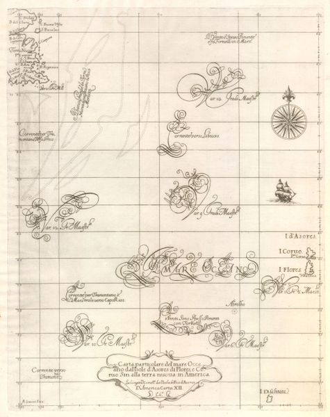 Carta Particolare del’Mare Occeano dal’Isole d’Asores di Flores, e Corvo sin alla Terra Nuova in America…