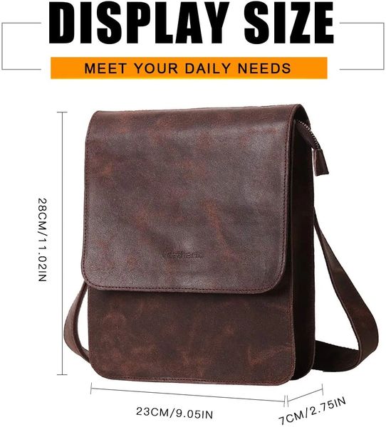  Leathario Men's Leather Shoulder Bag Crossbody Bag For Men  Small Messenger For Work Business Satchel Travel : Clothing, Shoes & Jewelry