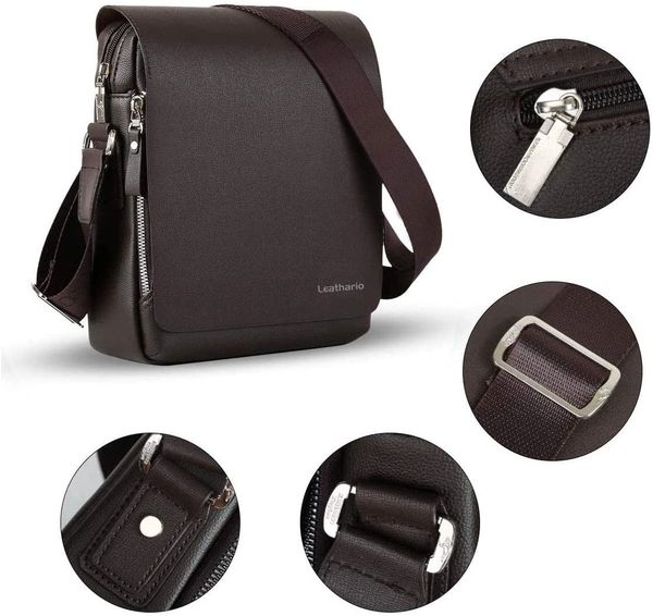 Leathario Men Leather Shoulder Bag Small Men Messenger Crossbody Bag Satchel Bag ipad Bag for Men 