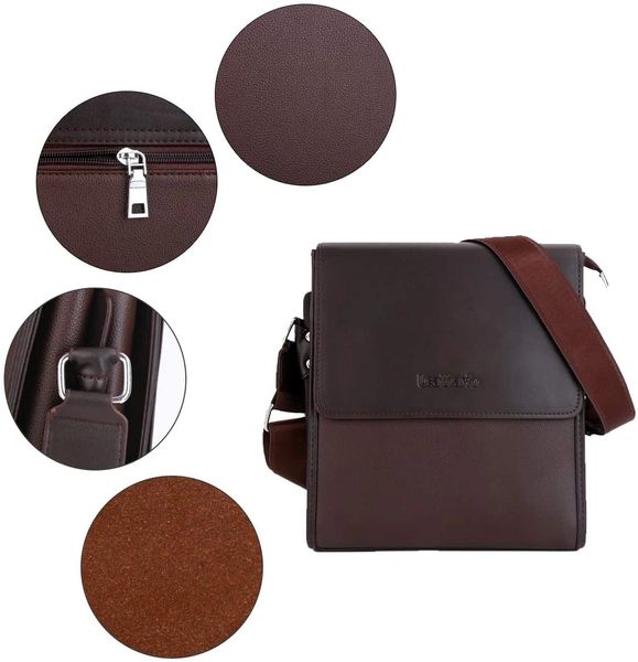 Leathario Men's Leather Shoulder Bag Crossbody Bag for Men Small Messenger for Work Business Satchel Casual