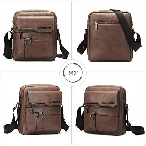 Leathario Men's Leather Briefcase bag Handbag Laptop bag Messenger Shoulder Bag for Men Business Work 