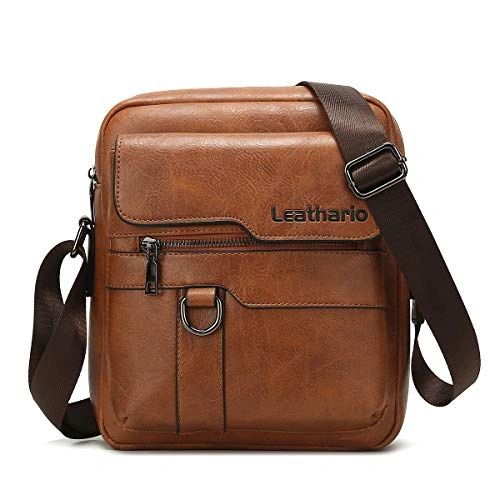 Leathario Men's Shoulder Bag Leather Men's Bag Small Messenger Bag for ...