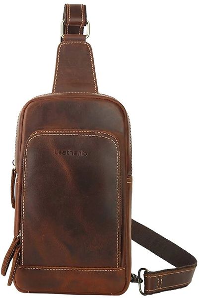 Leathario Crossbody Bag Men Genuine Leather Sling Bag Chest Shoulder ...