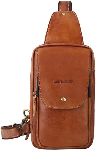 Shoulder Messenger Leather Bag for Men Business Travel Outdoor Crossbody Handbag