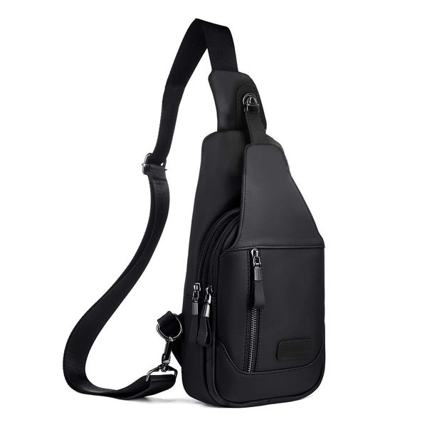 Men's Leather Sling Bag Chest Bag One Shoulder Bag Crossbody Bag