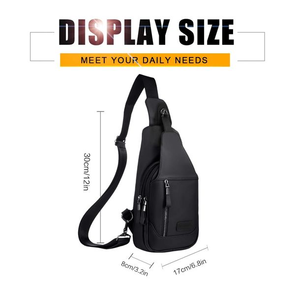 Cool Triangular Leather Mens Sling Bag Chest Bag Sling Crossbody Bag O
