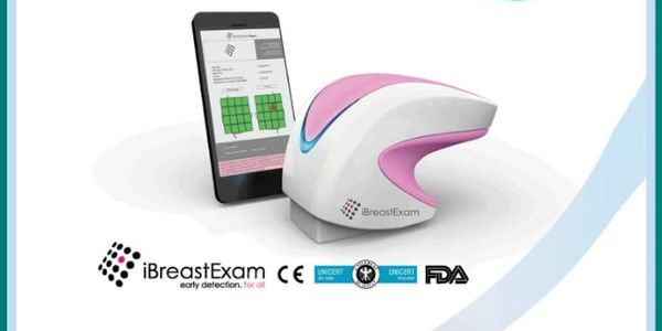 Shajina Nursing Home promotes iBreastExam device with certification logos.