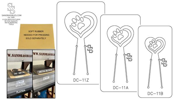 PANCAKE DIE WITH DESIGN CUTOUT: DC-11 DOG PAW/HEART