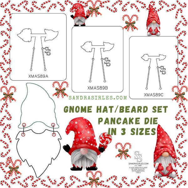 PANCAKE DIE XMAS89 GNOME HAT/BEARD SET