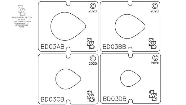 SS BLANKING DIE 3 PIECE SET BD03 TEARDROP